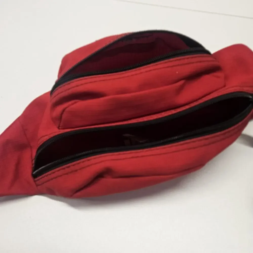 JANSPORT RED Fanny Pack Belt Buckle Bag 2-Zipper Pocket